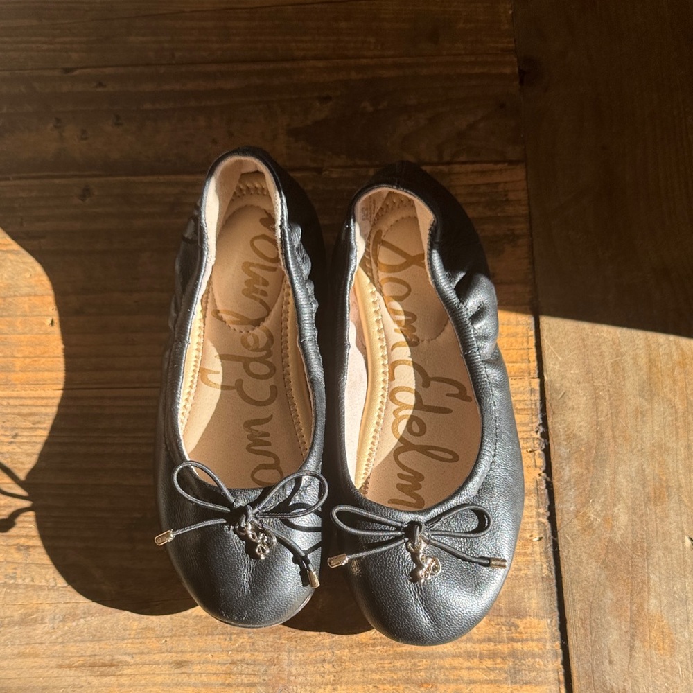 Sam Edelman Black Leather Ballet Flats with Bow